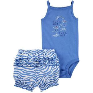 Carter’s Baby Girls 2 Piece Set Bodysuit & Ruffle Shorts Size 9 Months NWT